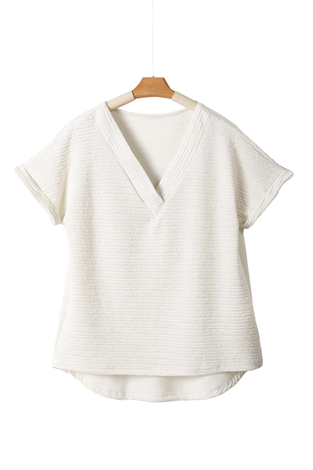 Textured Wide Sleeve V Neck Shirt