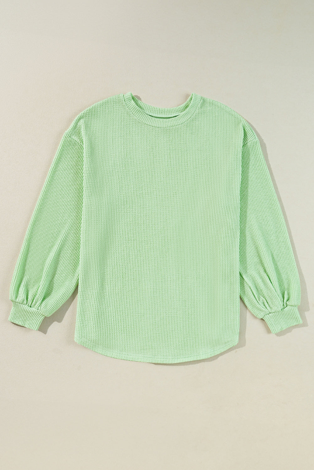 Moonlight Jade Cord Ribbed Drop Shoulder Pullover Top