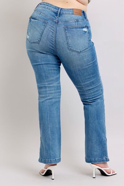 Judy Blue Tummy Control Vintage Wash Side Slit Slim Boot Jeans