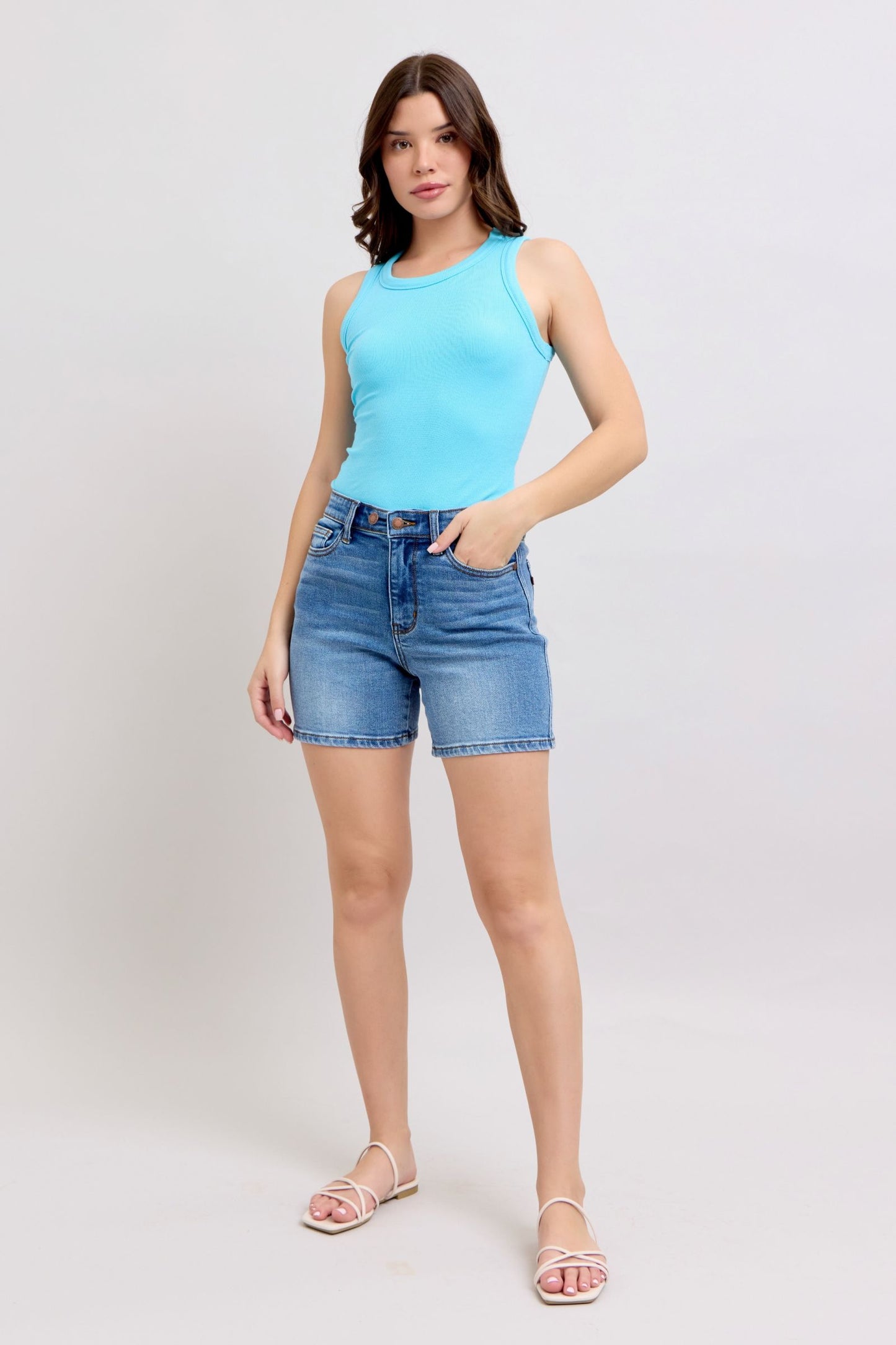 Judy Blue 2 Button Denim Shorts with Pockets