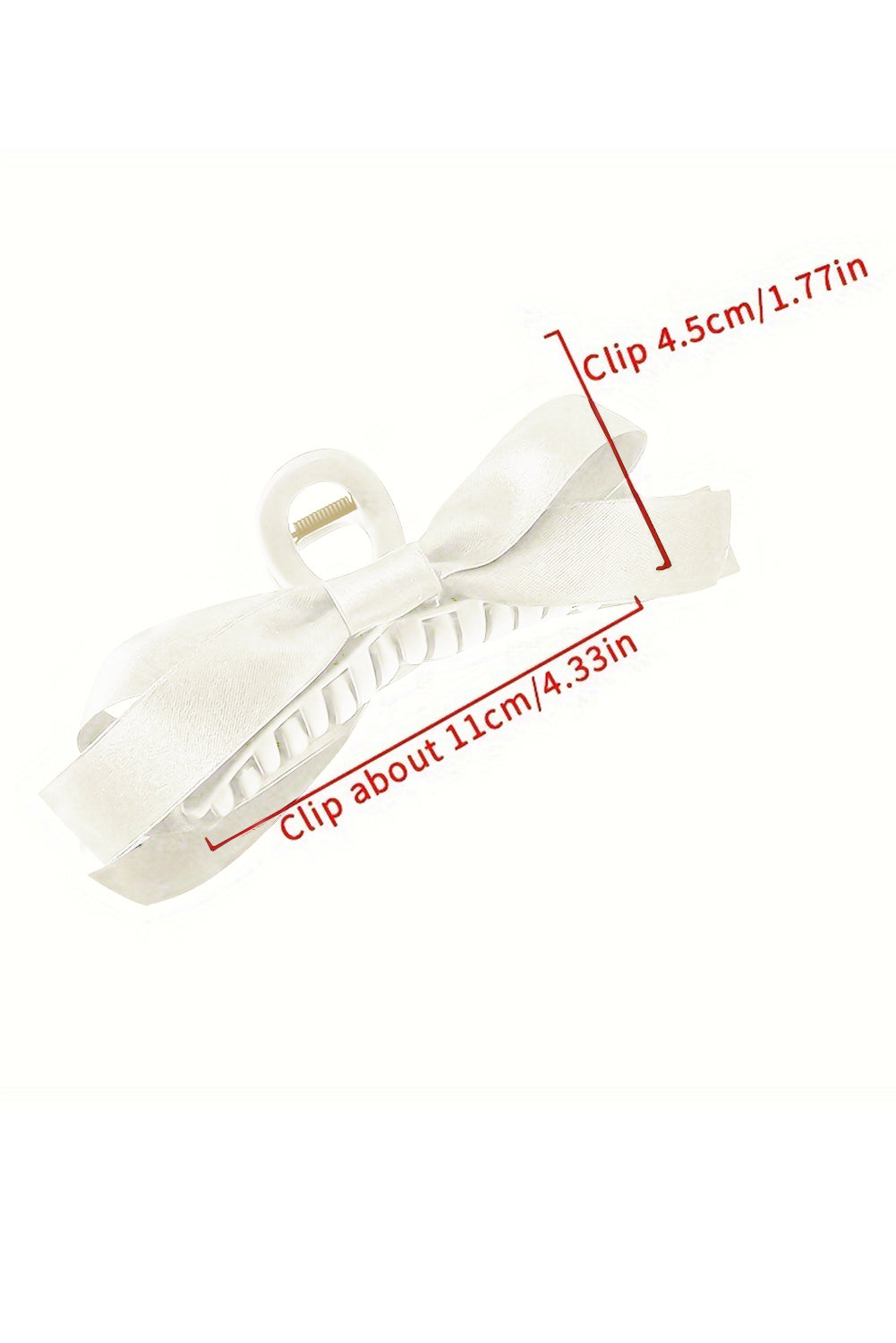 Bow Decor Large Hair Claw Clip in White