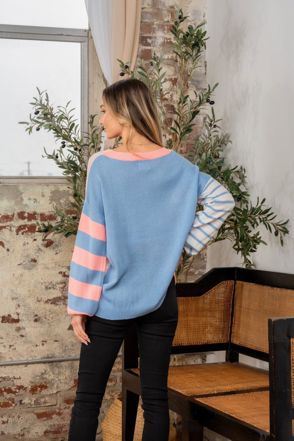 Striped Dropped Shoulder Sweater