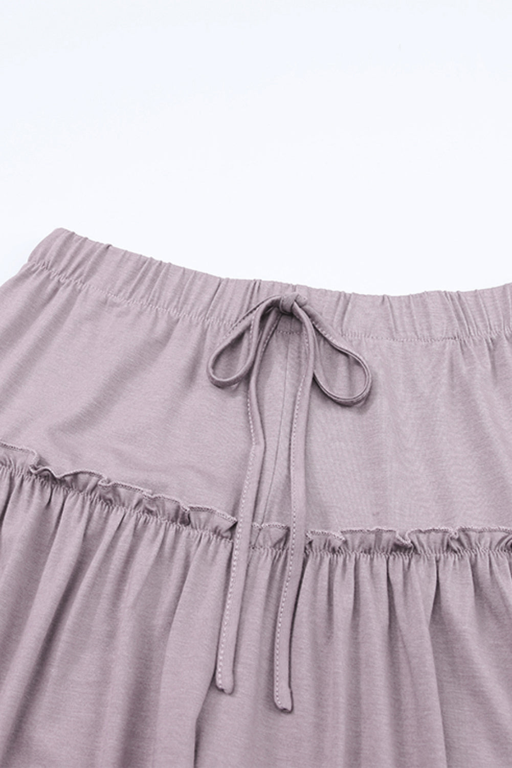 Frilled Drawstring High Waist Wide Leg Pants