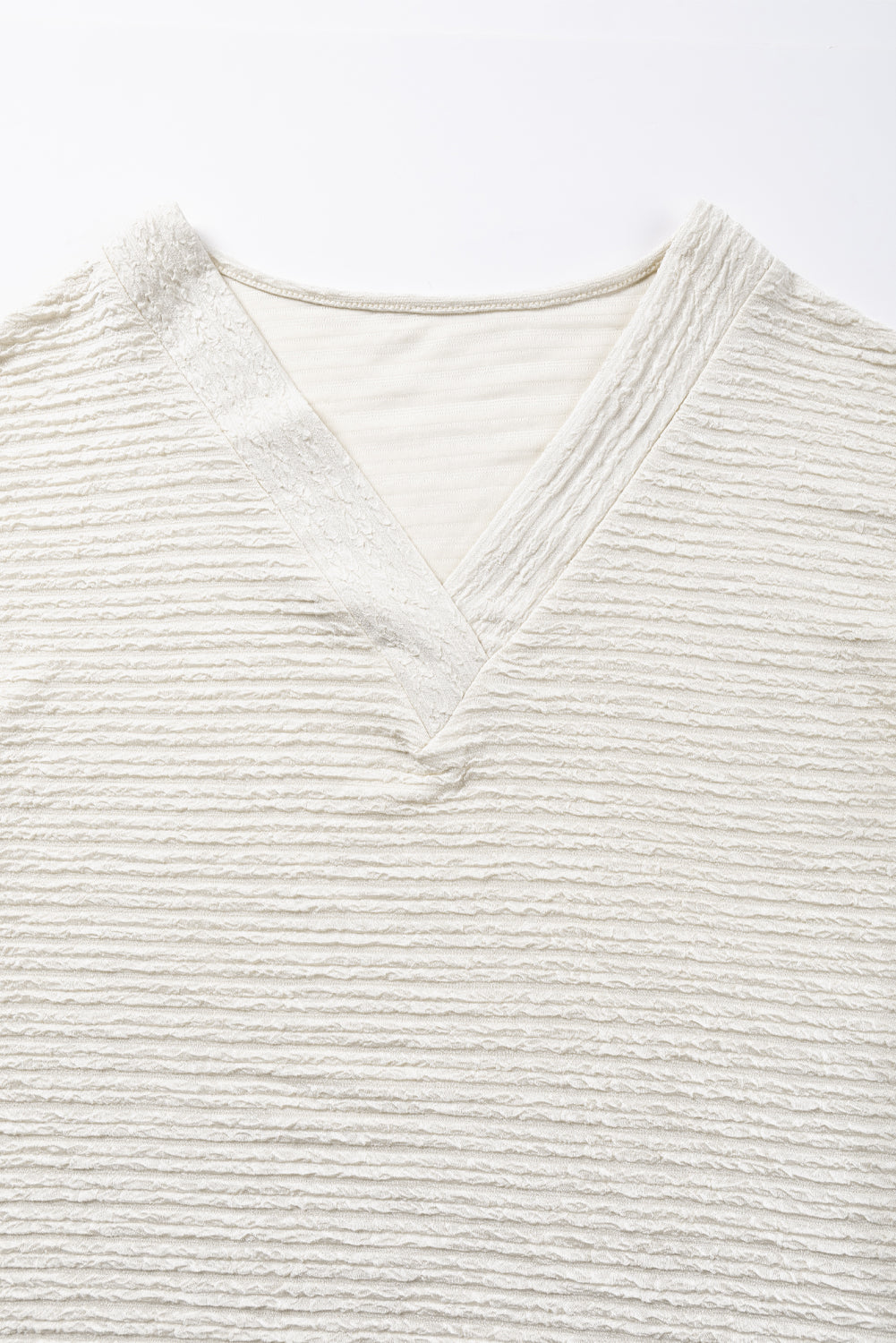 Textured Wide Sleeve V Neck Shirt