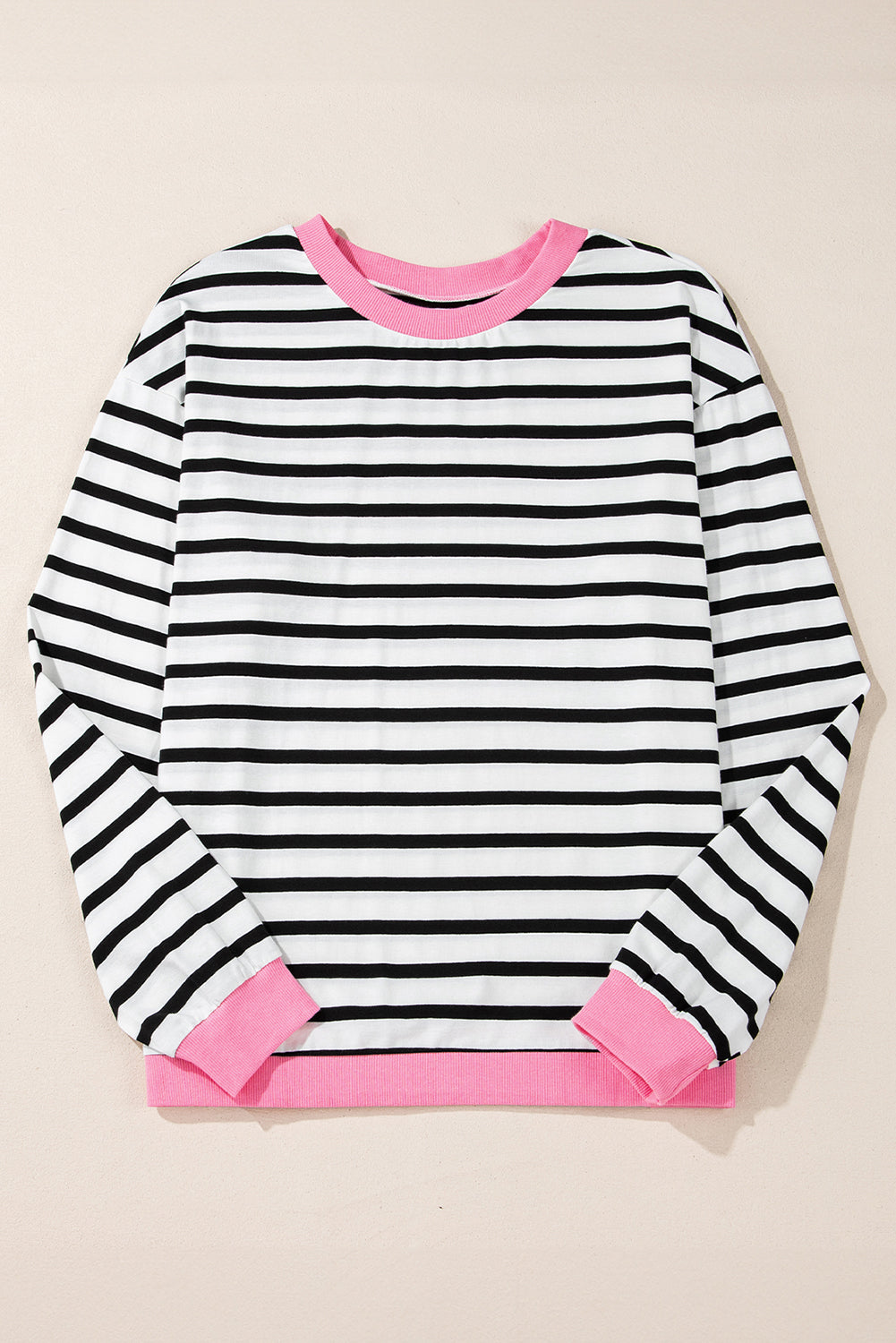 Striped Contrast Edge Long Sleeve Top