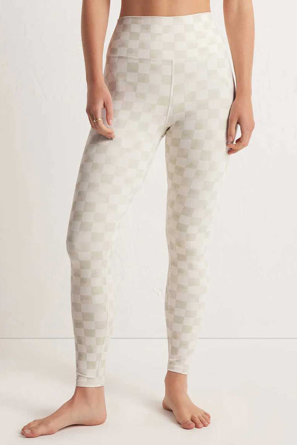 Black Checkered Pattern High Waist Skinny Leggings