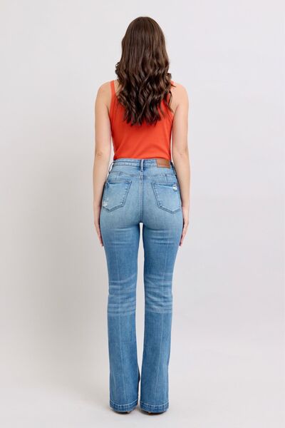 Judy Blue Tummy Control Vintage Wash Side Slit Slim Boot Jeans