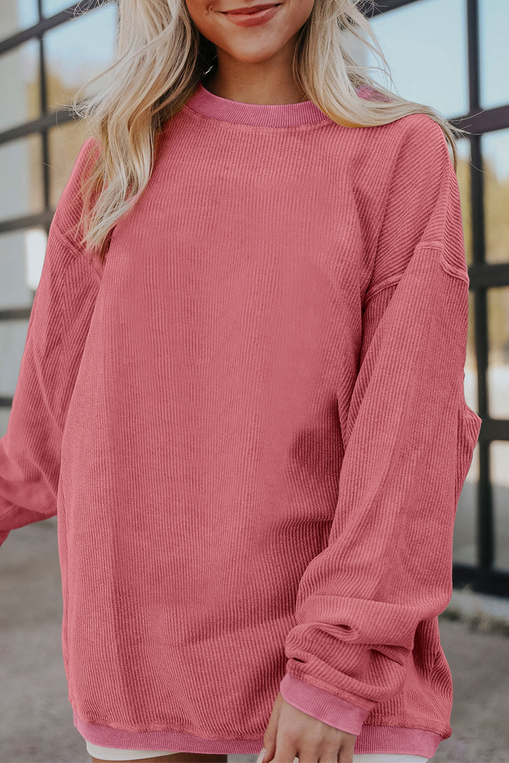 Ribbed Corduroy Oversized Sweatshirt