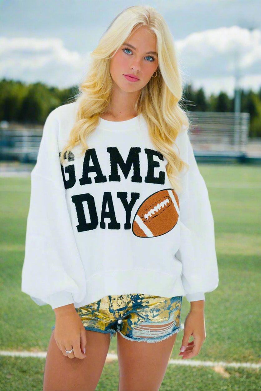 GAME DAY Graphic Varsity Pullover Sweatshirt