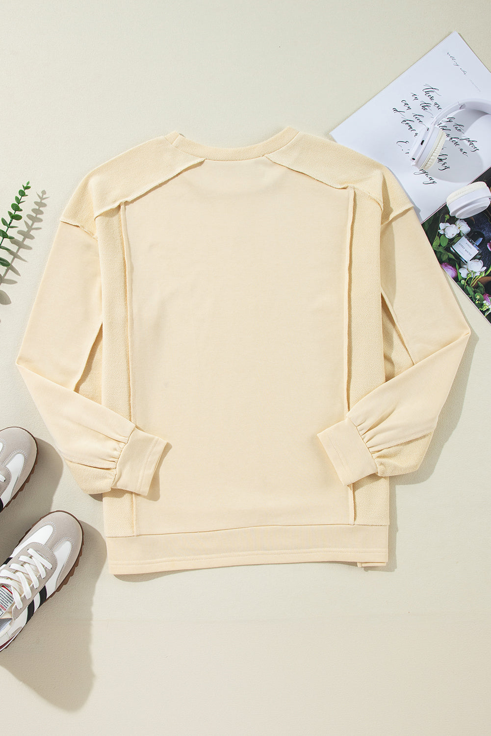 Splicing Round Neck Pullover Sweatshirt