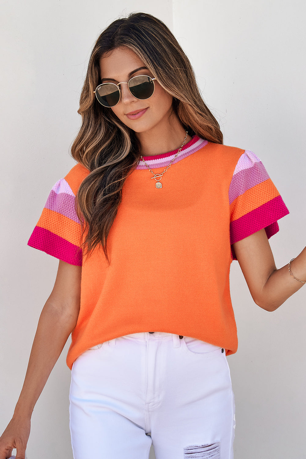 Flutter Sleeves Knitted Sweater T Shirt