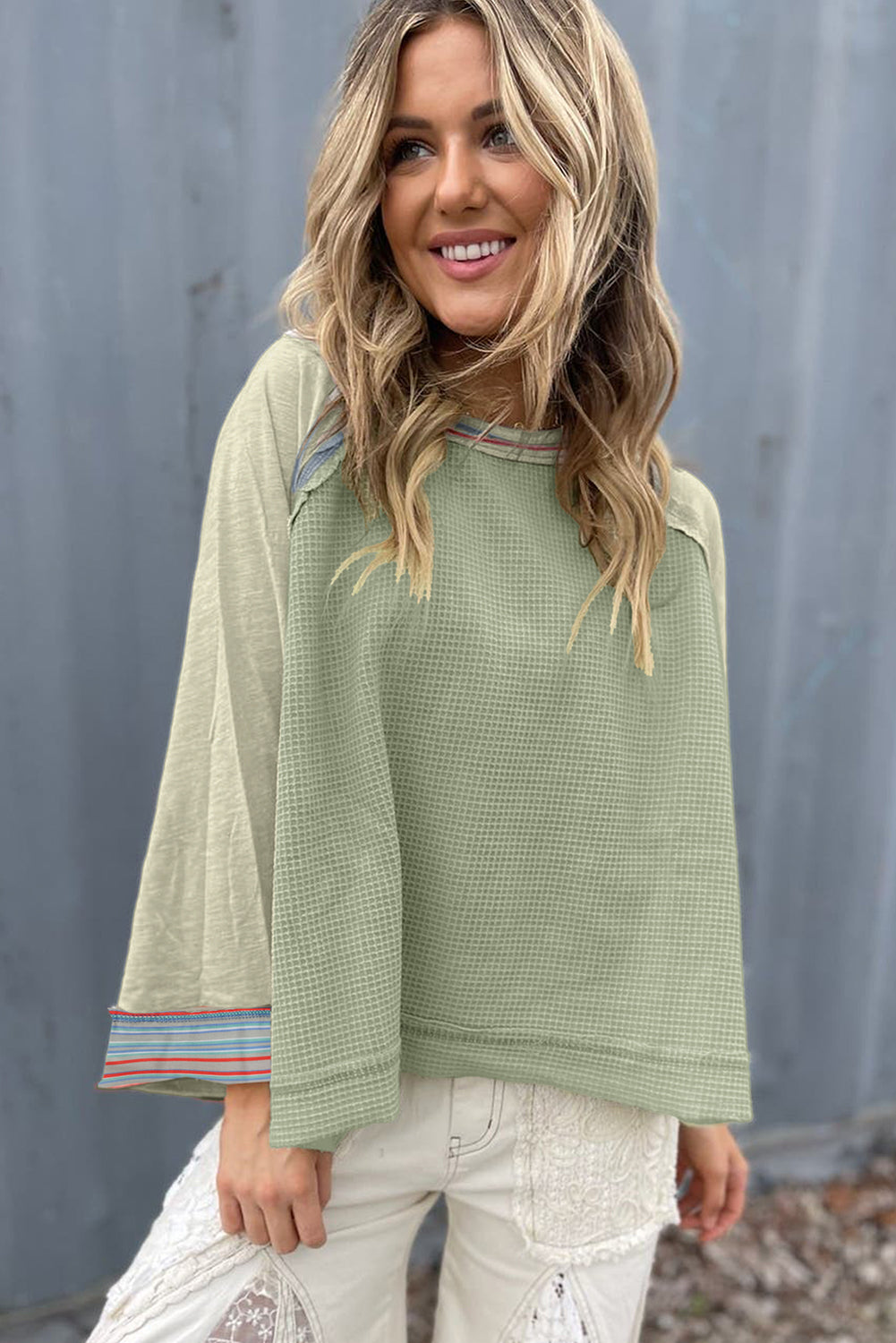 Meadow Mist Green Waffle Knit Top