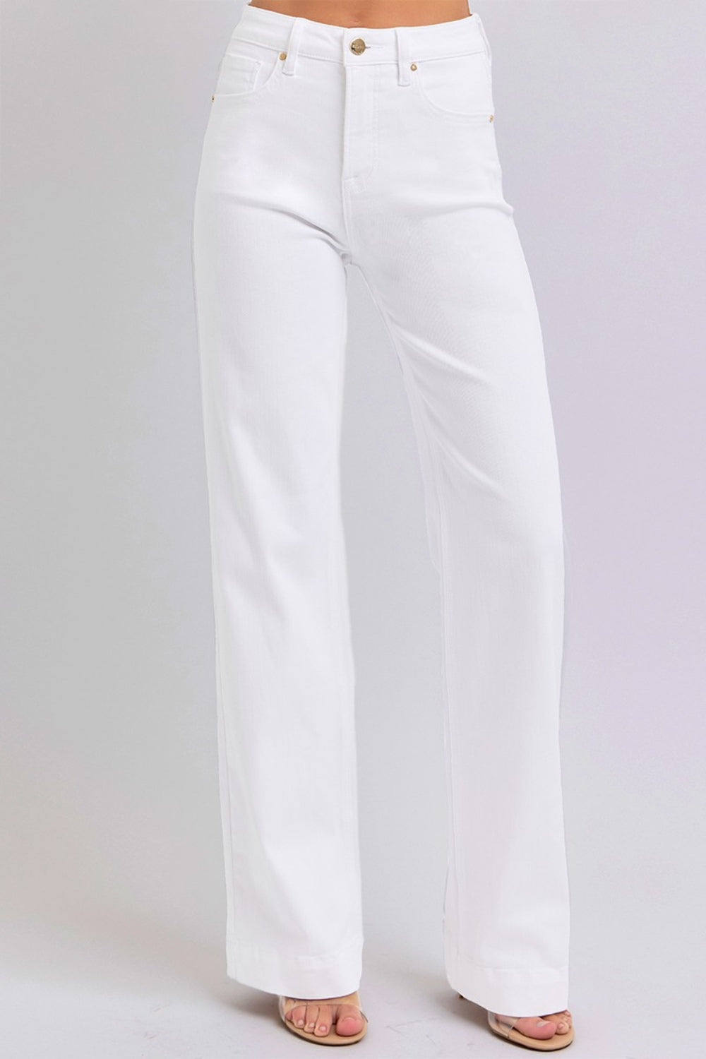 RISEN White High Waist Straight Jeans