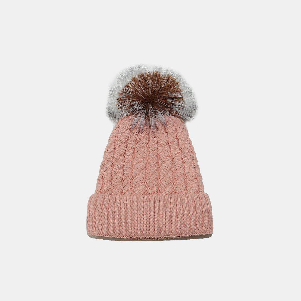 Cable Knit Winter Hat with Pom Pom