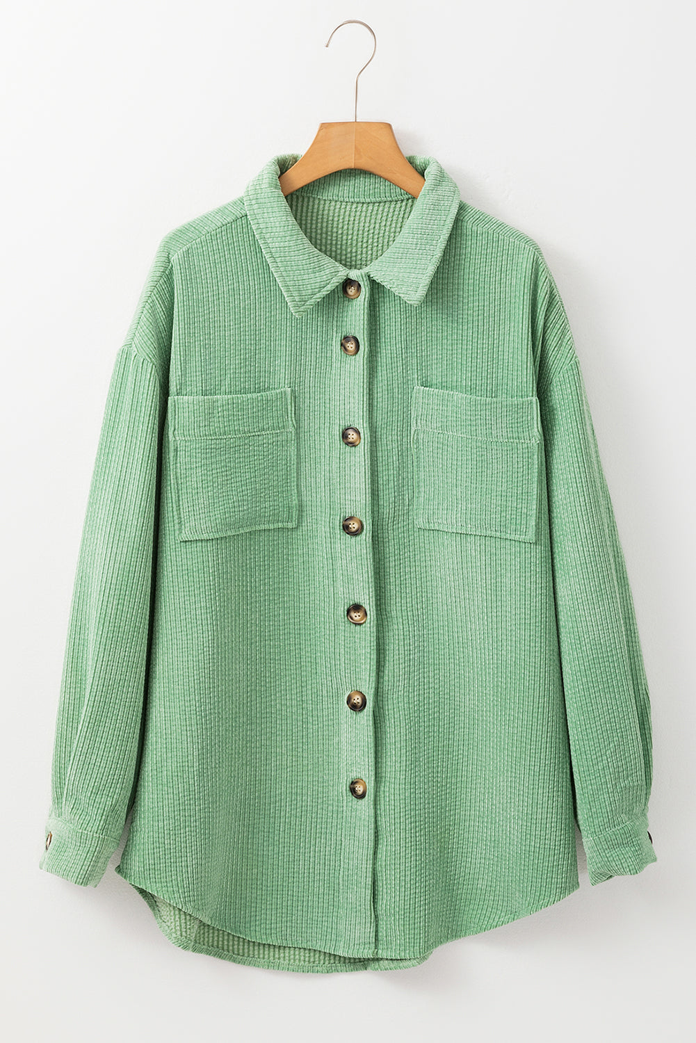 Patched Pocket Button Up Corduroy Shacket