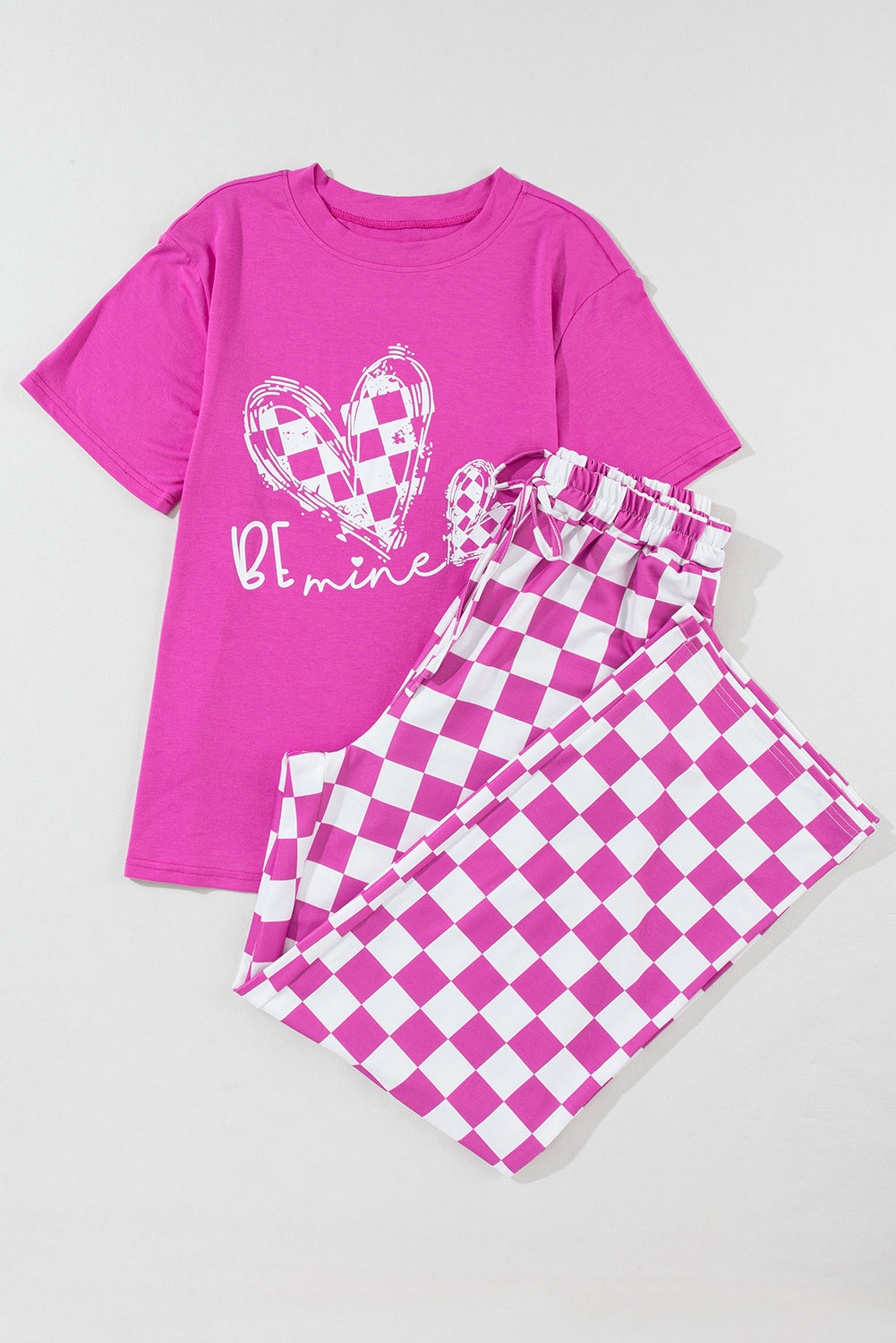 Christmas & Valentine Print Tee and Pants Lounge Set