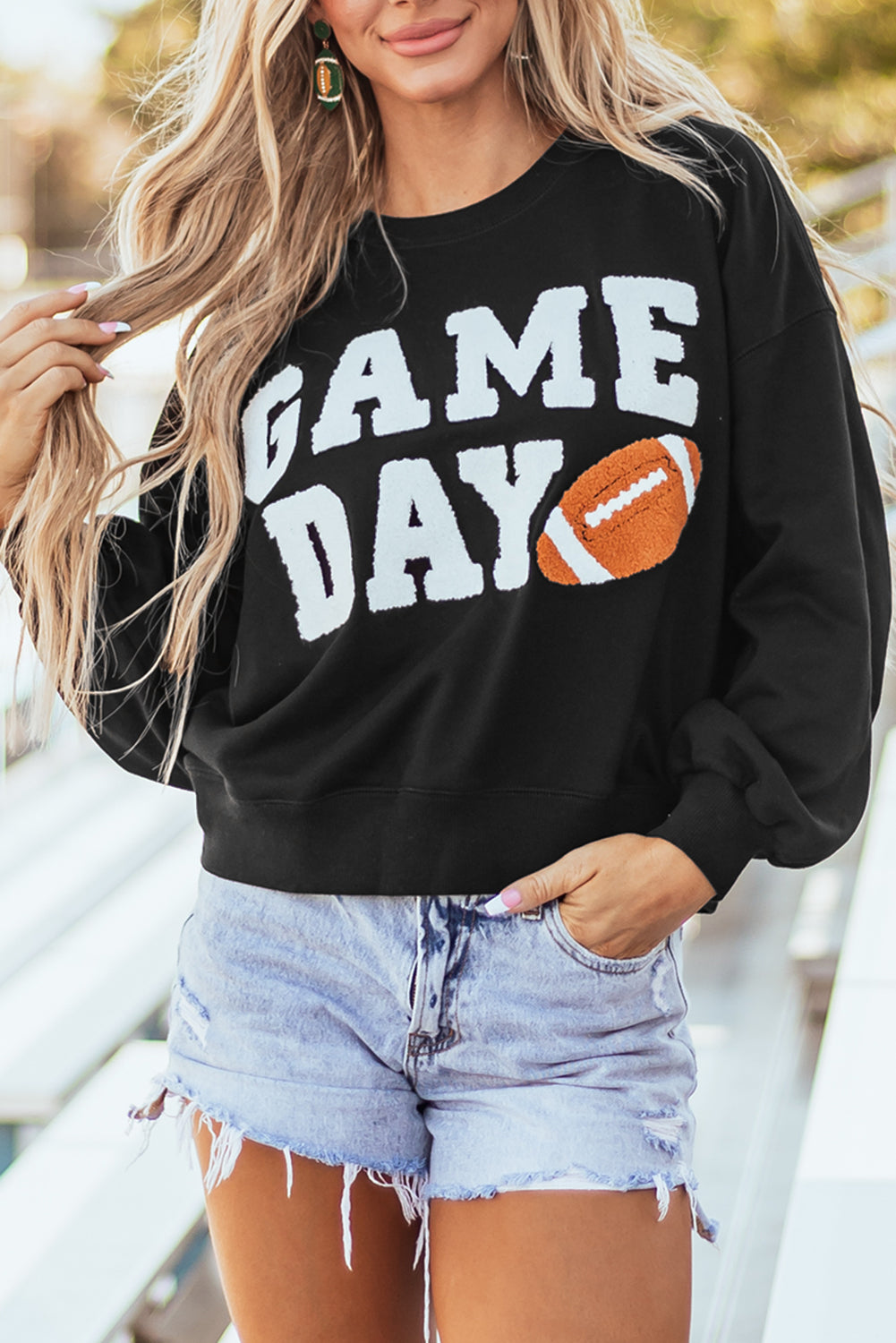 GAME DAY Graphic Varsity Pullover Sweatshirt