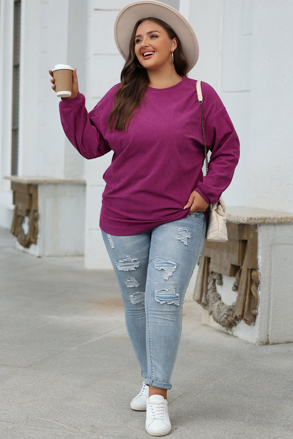 Ribbed Corduroy Oversized Sweatshirt