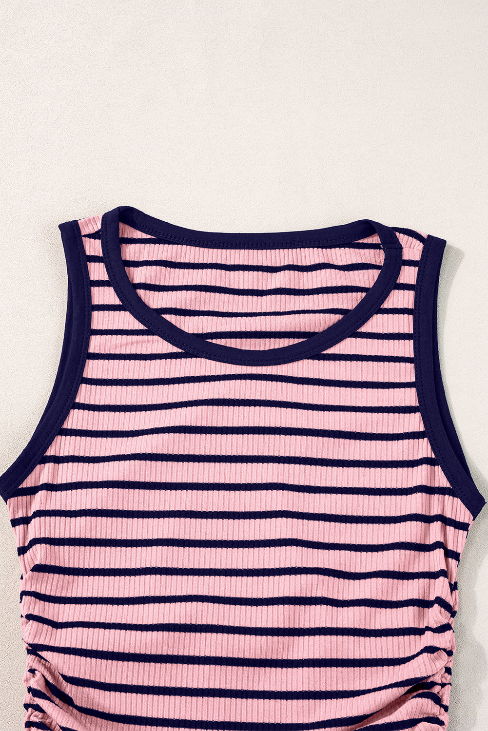 Stripe Contrast Round Neck Slimming Tank