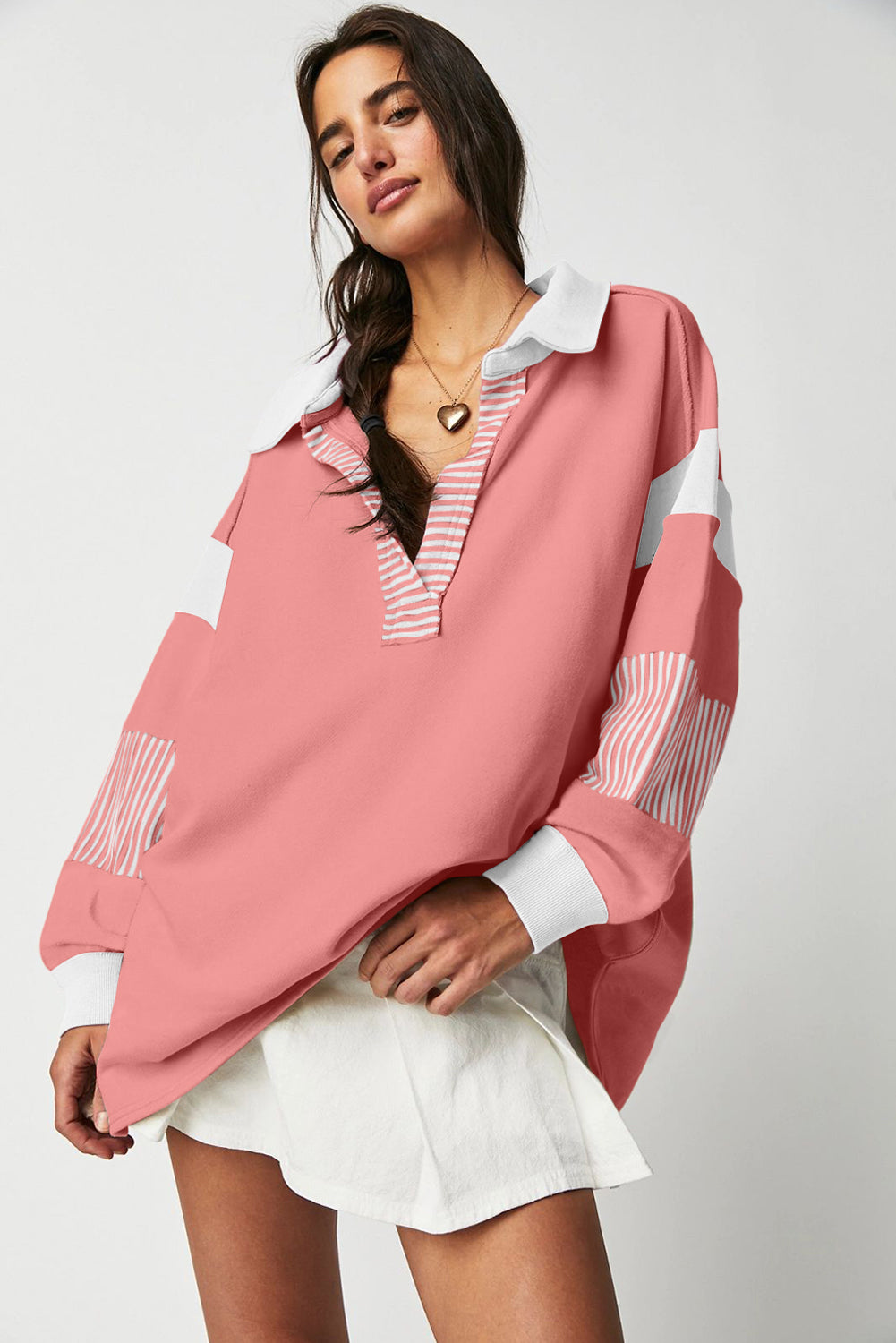 Striped Color Block Patchwork Sweatshirt