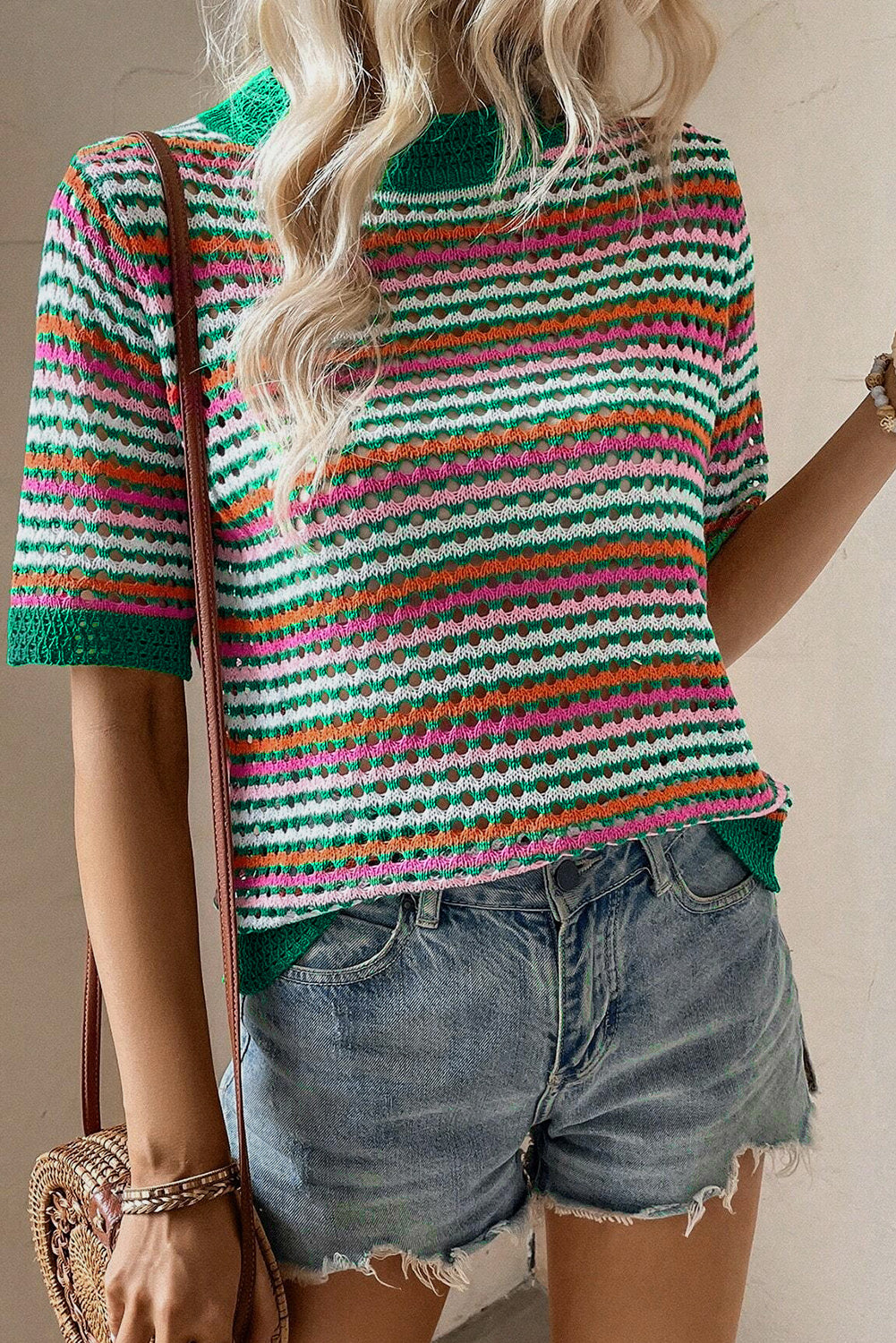 Dark Green Striped Knit Shirt