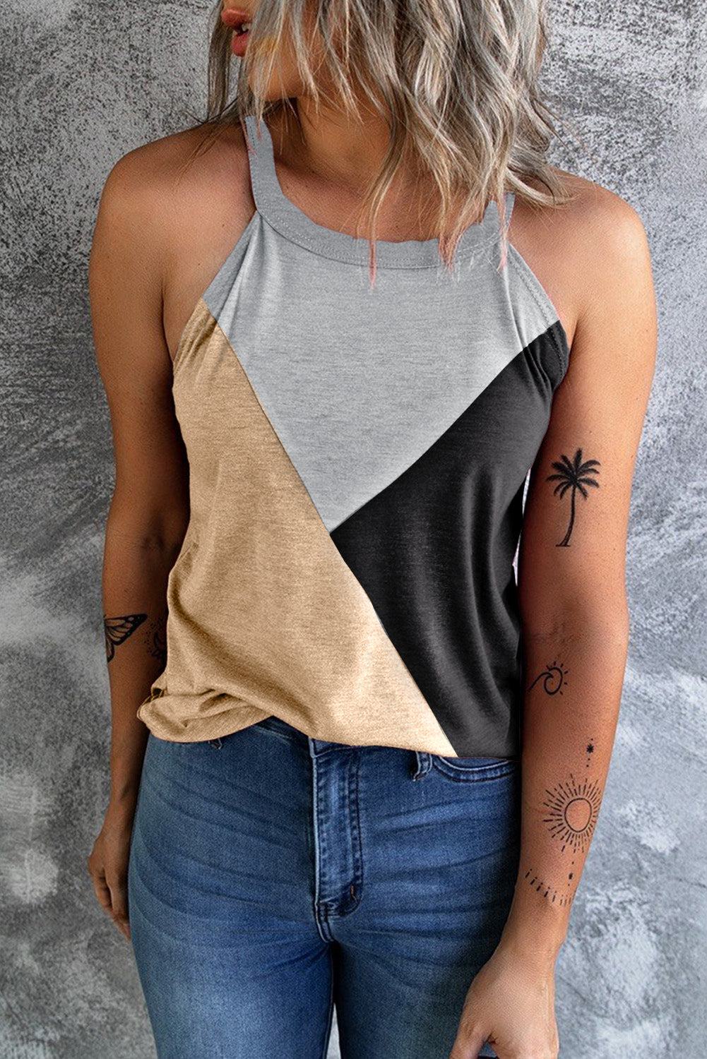 Geometric Color Block Tank Top