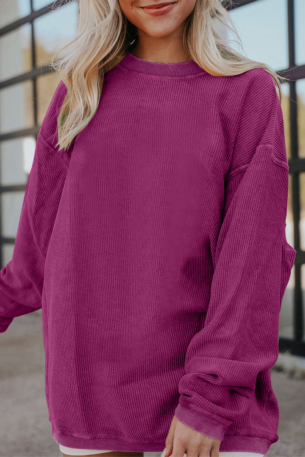 Ribbed Corduroy Oversized Sweatshirt