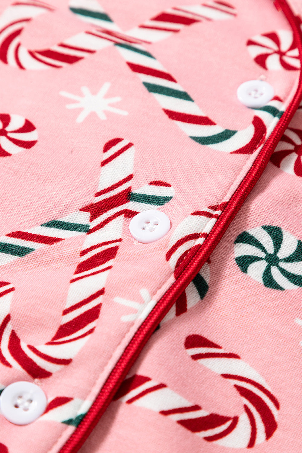 Pink Christmas Candy Cane Two Piece Pajamas Set