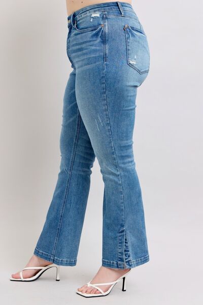 Judy Blue Tummy Control Vintage Wash Side Slit Slim Boot Jeans