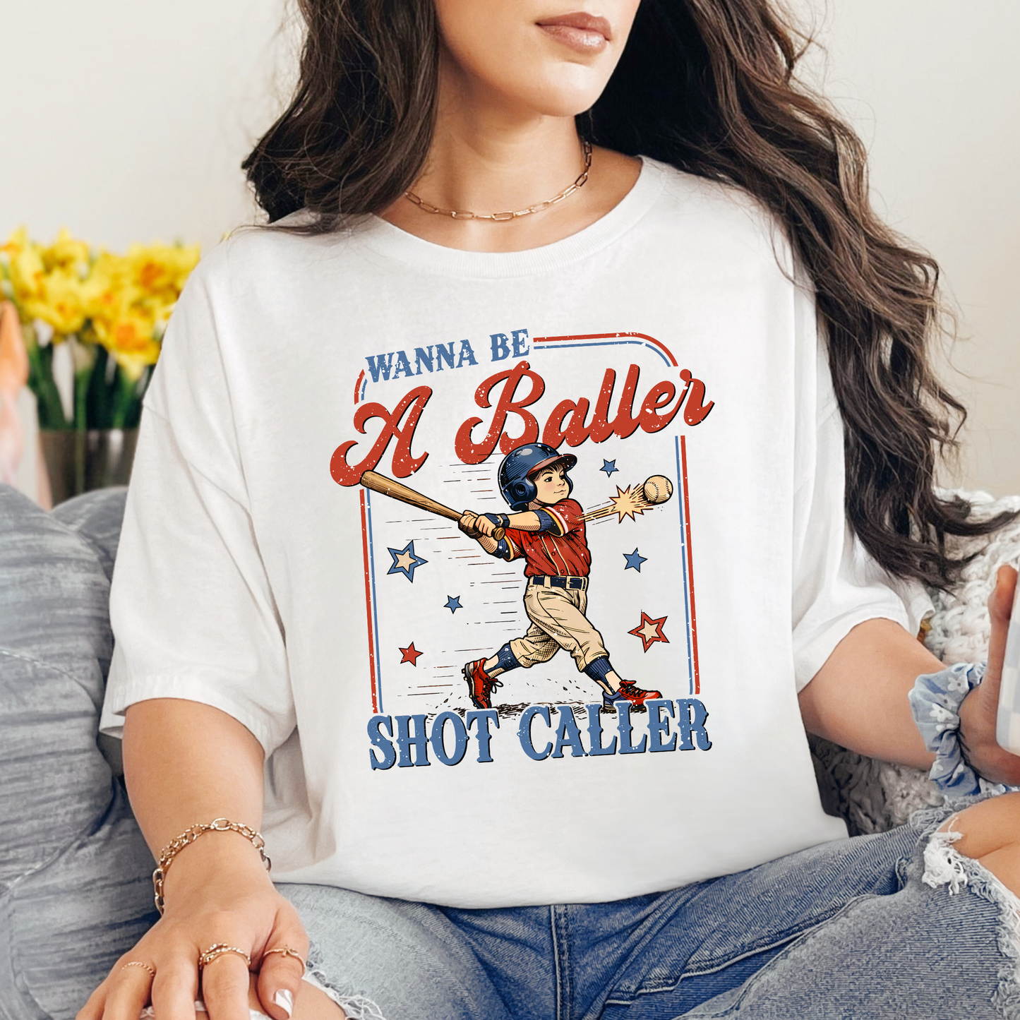 Wanna Be A Baller White Tee