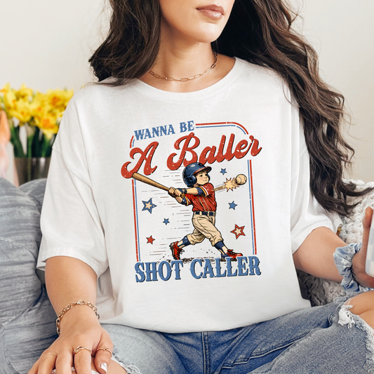 Wanna Be A Baller White Tee