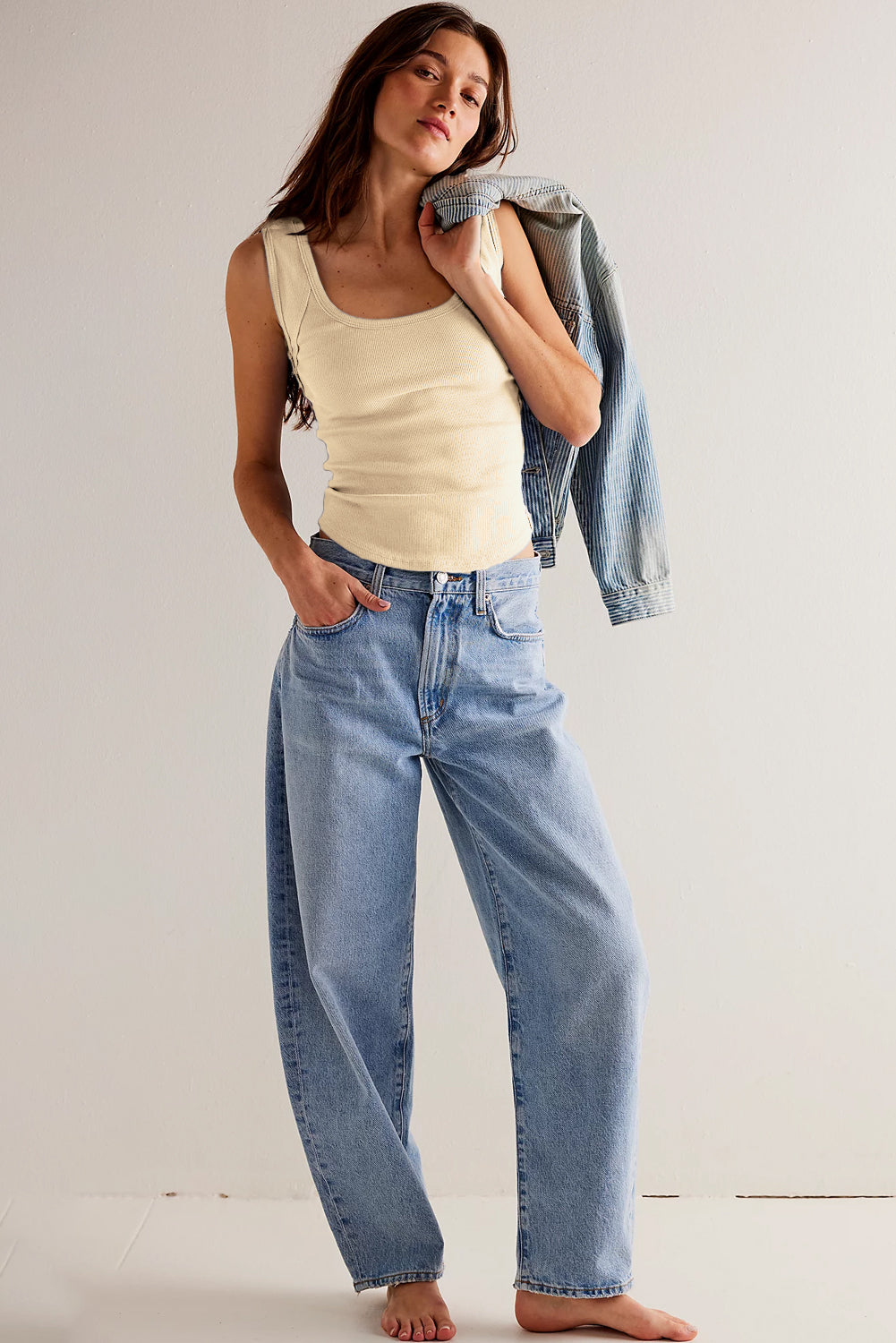 Ribbed Exposed Seam Cropped Tank Top
