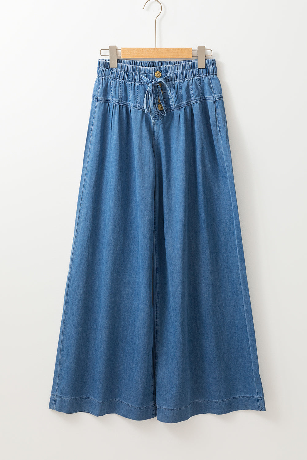 Mineral Wash Button Fly Waist Wide Leg Jeans