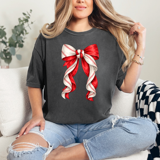 baseball tee bow