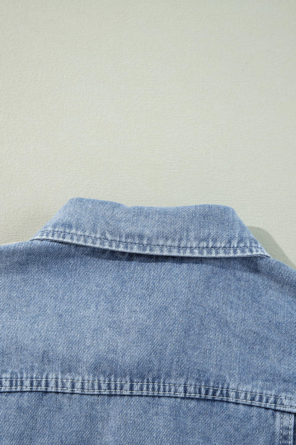 Ruffle Raw Hem Flap Pockets Denim Jacket