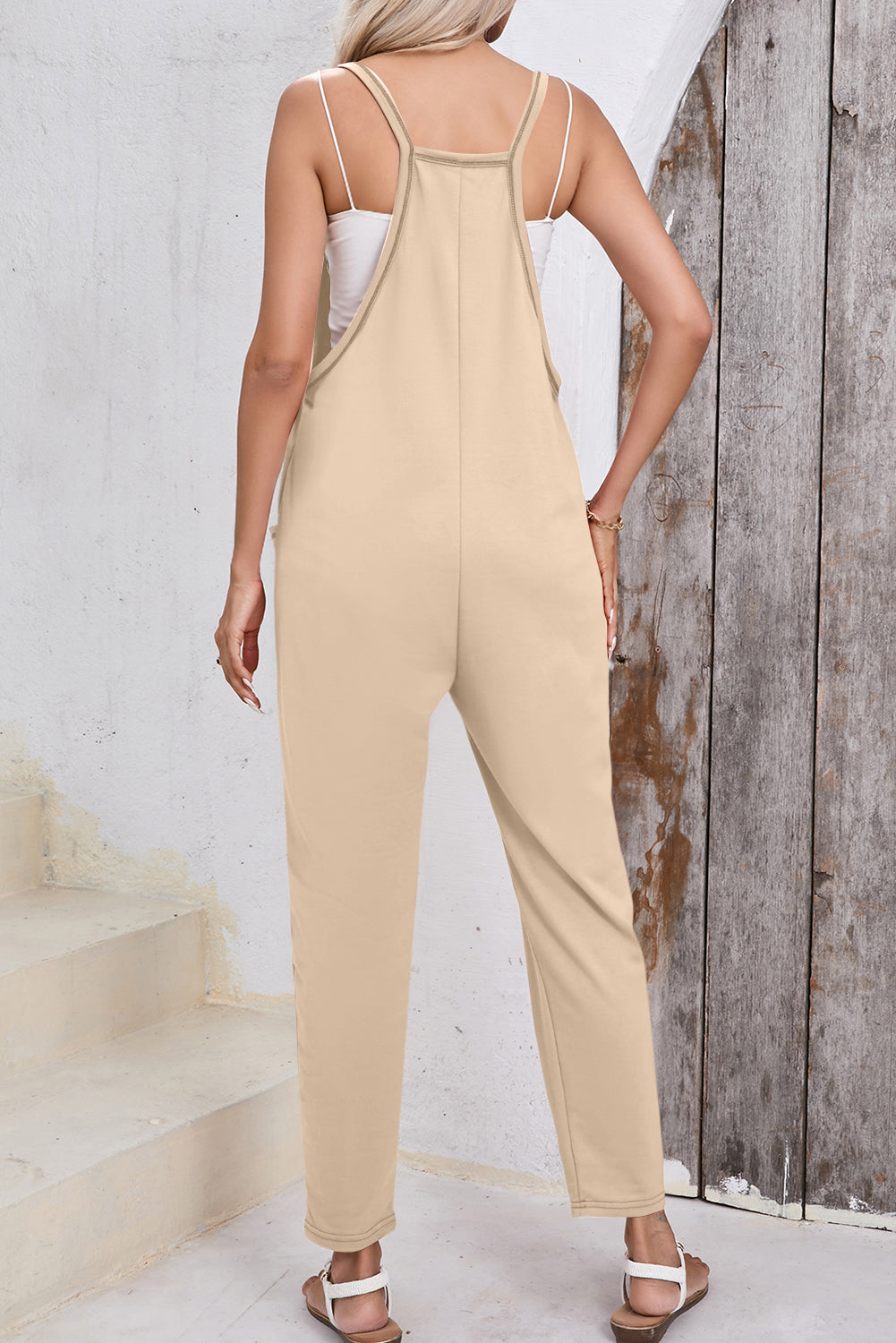 V-Neck Jumpsuit with Side Pockets