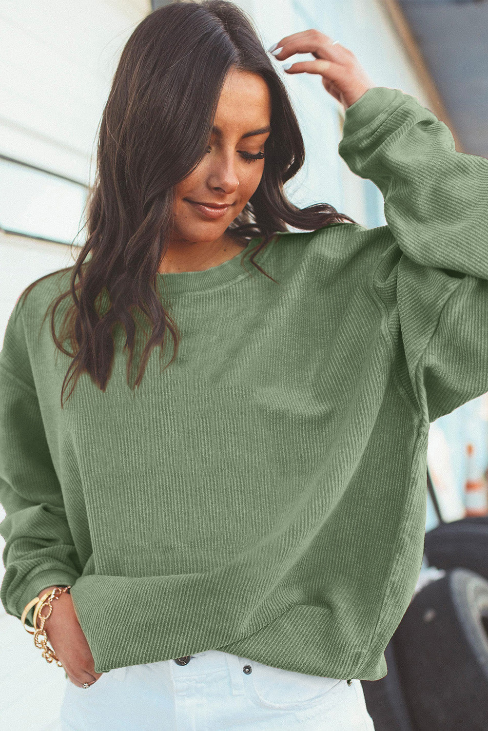 Ribbed Corduroy Oversized Sweatshirt