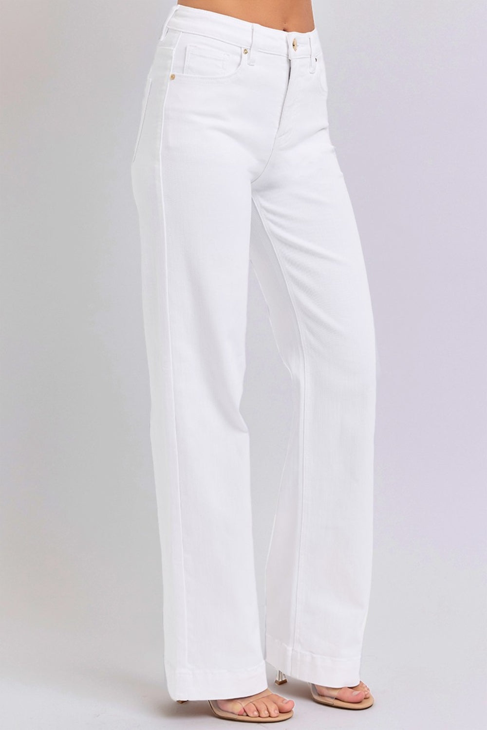 RISEN White High Waist Straight Jeans