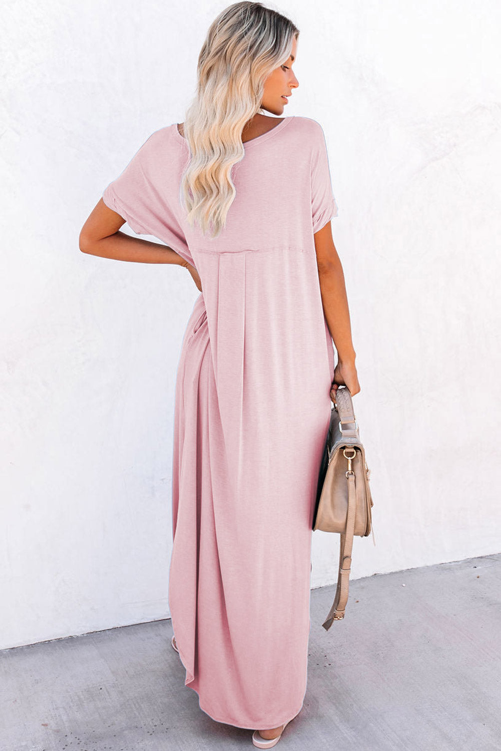 V Neck Maxi Dress with  Hidden Pockets