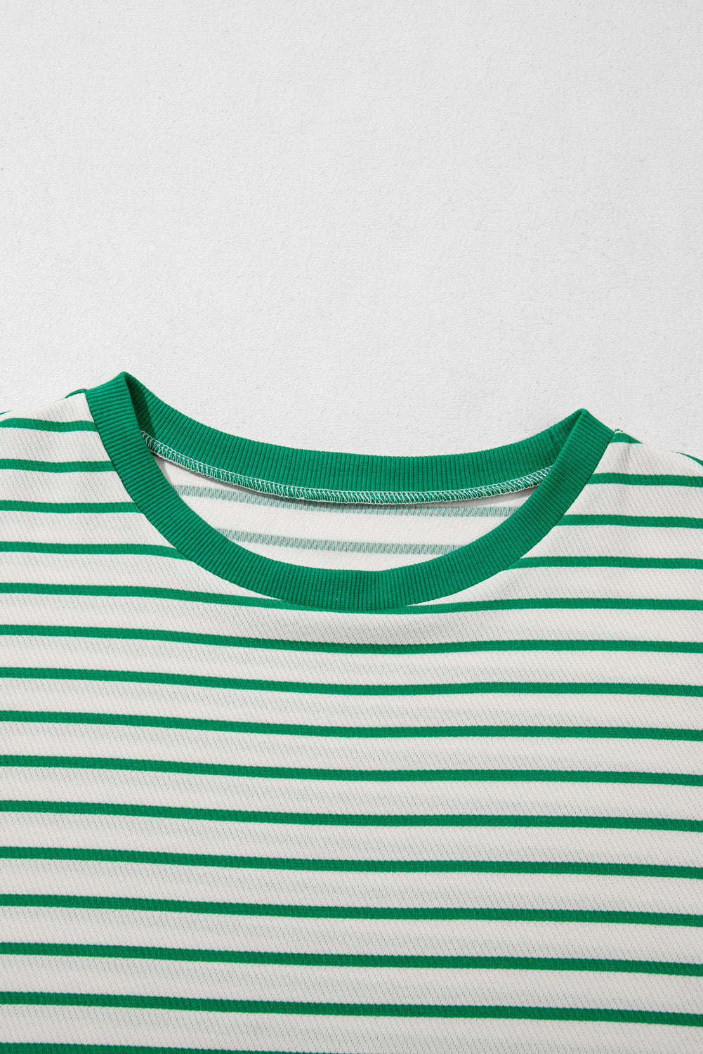 Green Stripe Round Neck T Shirt in CURVY SIZE ONLY