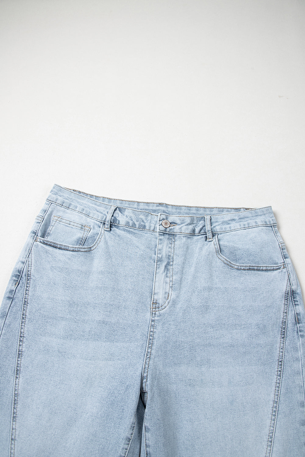 Beau Blue Light Wash Exposed Seam Jeans in CURZY SIZE ONLY