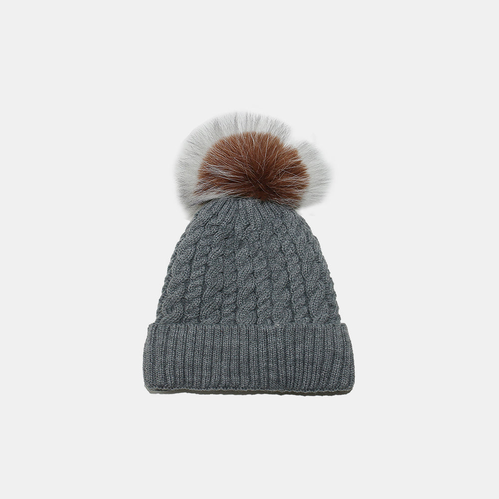 Cable Knit Winter Hat with Pom Pom