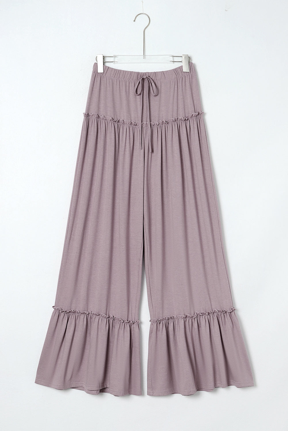 Frilled Drawstring High Waist Wide Leg Pants