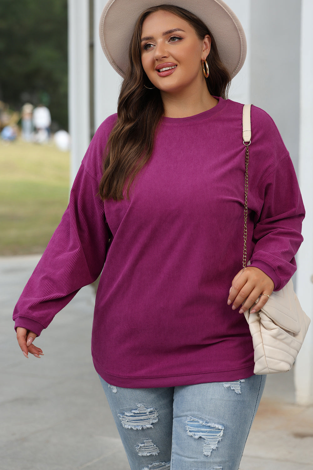 Ribbed Corduroy Oversized Sweatshirt