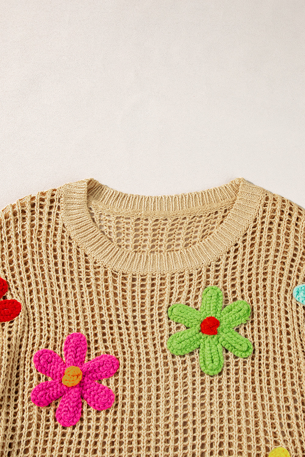 Crochet Flower Hollow-out Sweater T Shirt