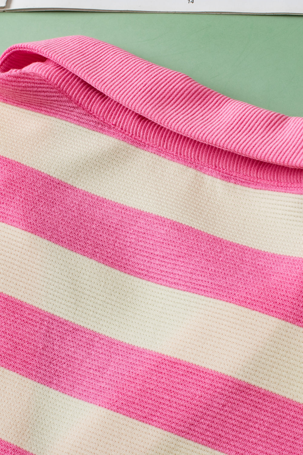 Pink Stripe V Neck Collared Cap Sleeve Top