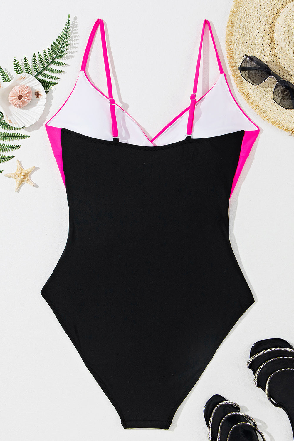 Rose Red Crossover Cutout One Piece Swimsuit