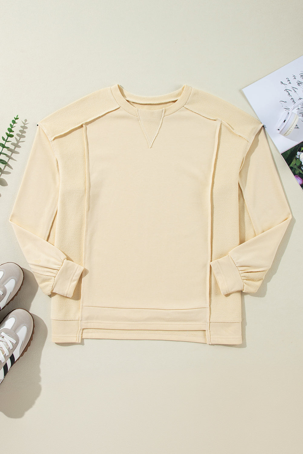 Splicing Round Neck Pullover Sweatshirt