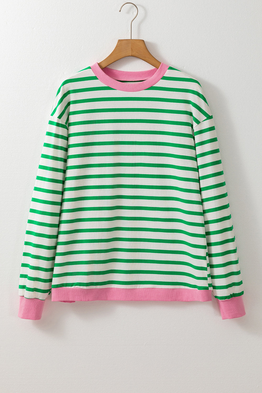 Striped Contrast Edge Long Sleeve Top