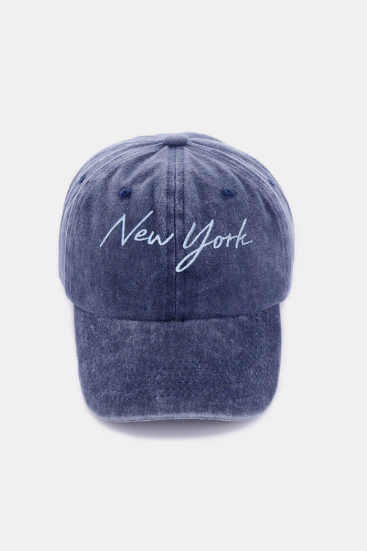 Washed New York Embroidered Baseball Cap